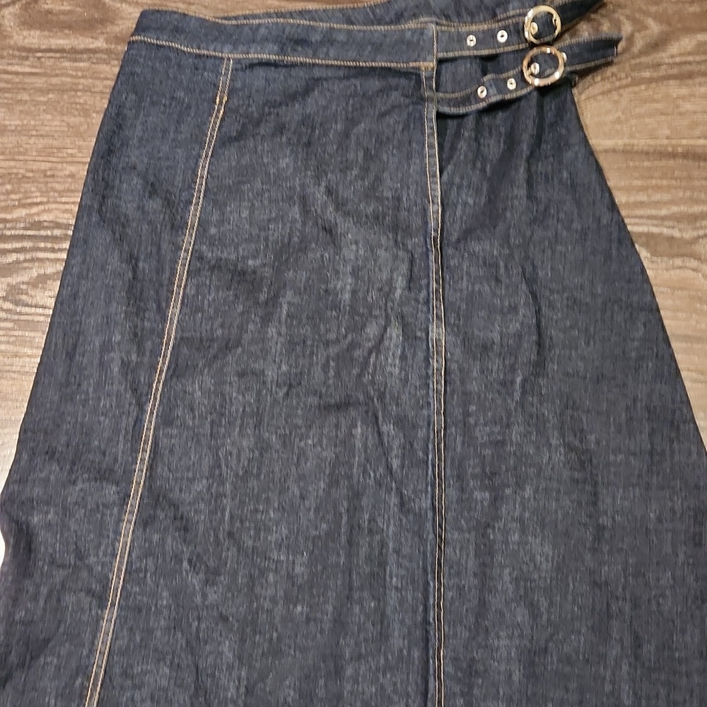 ❤️ ZARA CROSSOVER DENIM MIDI SKIRT, SMALL - Picture 5 of 12